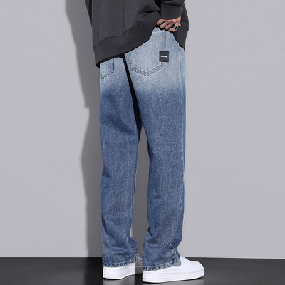 Ανδρικό τζιν casual με τσέπη και φαρδύ μπατζάκι