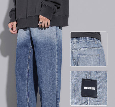 Ανδρικό τζιν casual με τσέπη και φαρδύ μπατζάκι