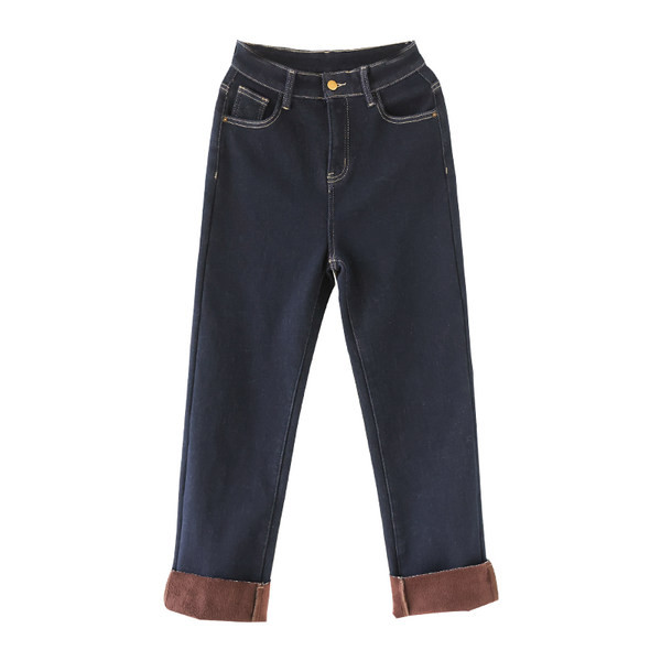 Casual γυναικείο τζιν με πουπουλένια φόδρα