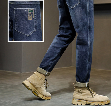 Blugi bărbați de primăvară-toamnă model drept cu buzunar