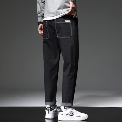 Ανδρικό φαρδύ τζιν με τσέπη και κορδόνια