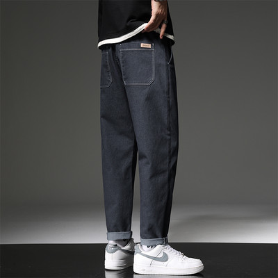 Ανδρικό φαρδύ τζιν με τσέπη και κορδόνια