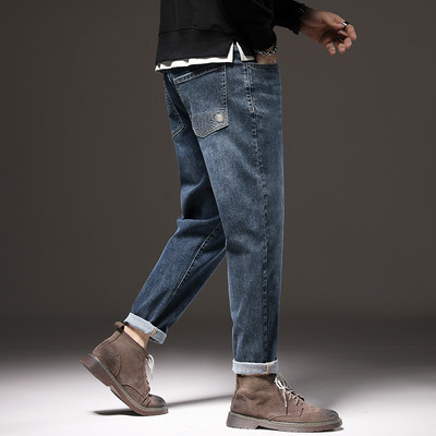 Blugi casual de buzunar albastru pentru barbati