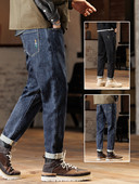 Ανδρικό τζιν casual με τσέπες - μαύρο και μπλε χρώμα