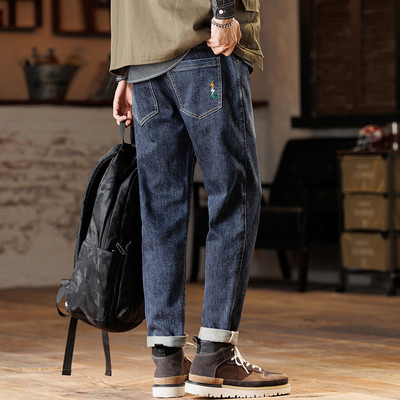 Ανδρικό τζιν casual με τσέπες - μαύρο και μπλε χρώμα