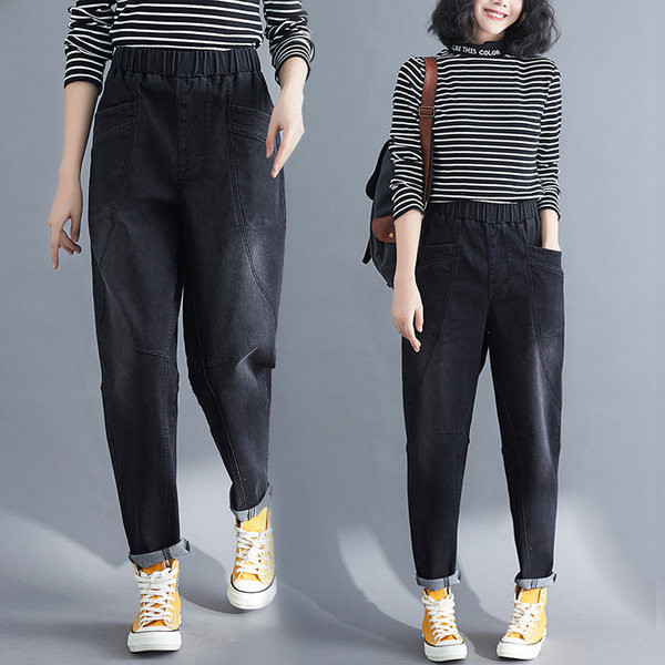 Blugi de dama cu buzunare - model lat