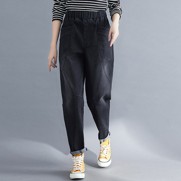 Blugi de dama cu buzunare - model lat