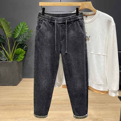 Sportiniai laisvalaikio džinsai su tamprėmis ir raišteliais