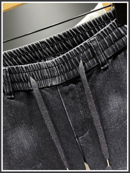 Sportiniai laisvalaikio džinsai su tamprėmis ir raišteliais