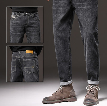 Talvised meeste sirge mudeli taskuga teksad