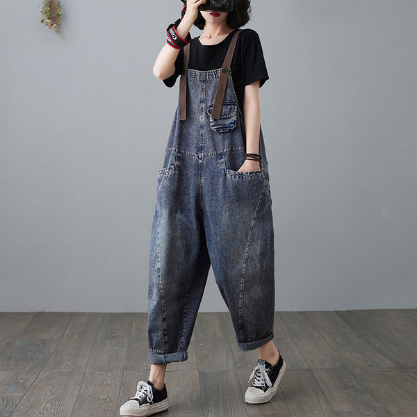 Naiste laia teksapükstega kombinesoon