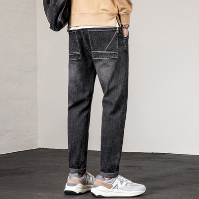 Ležerne muške traperice s ravnim uzorkom na vezanje