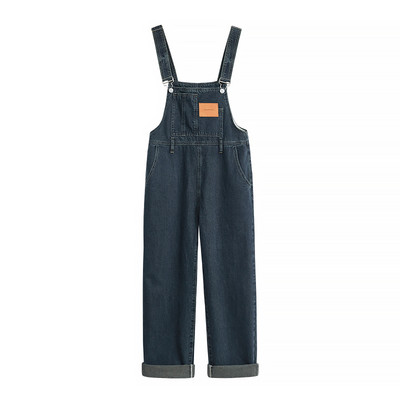 Ženski traper kombinezon s džepom i ravnim nogavicama