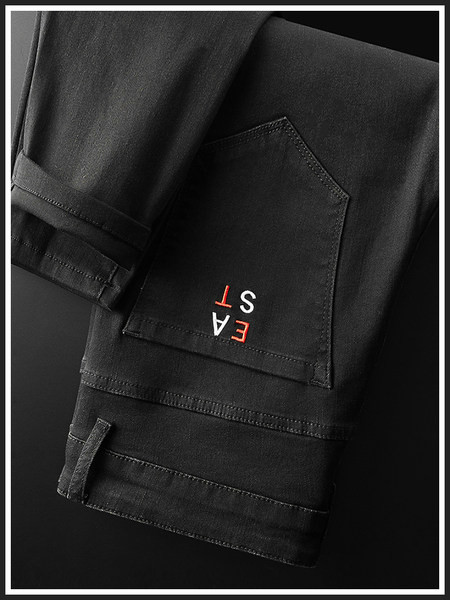 Musta värvi vabaaja kõrge vöökohaga teksad meestele