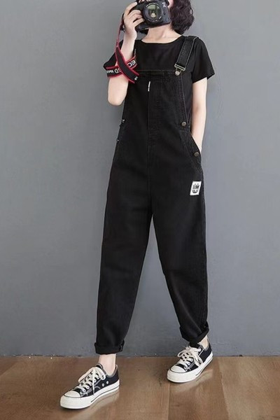 Naiste elastne kombinesoon kõrge vöökoha ja taskuga