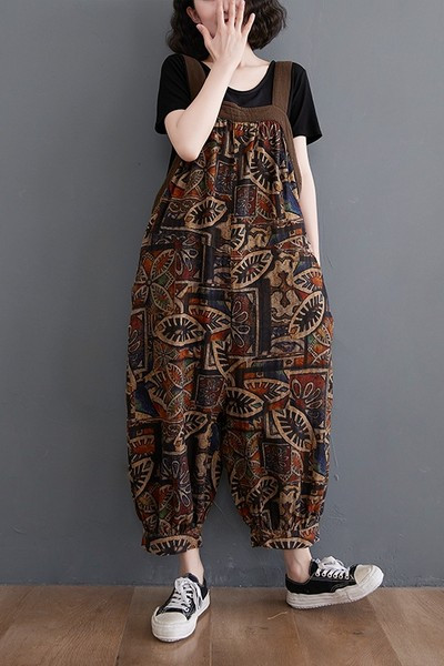 Naiste vabaaja kombinesoon trükise ja taskuga