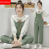 Salopeta casual dama cu buzunare - culoare verde si bej