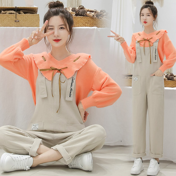 Salopeta casual dama cu buzunare - culoare verde si bej