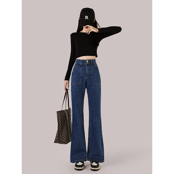 Jeans casual Charleston cu talie înaltă pentru femei