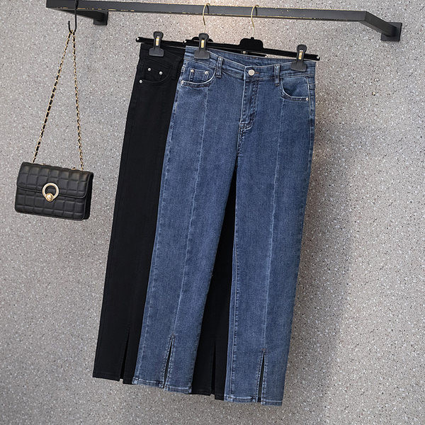 Blugi casual de dama - cu o fanta pe picior