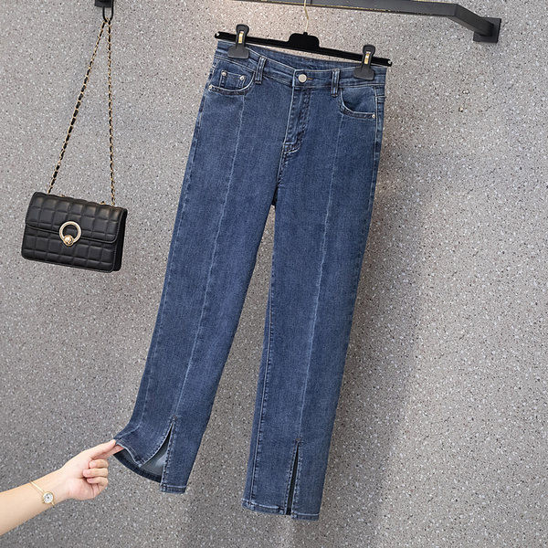 Blugi casual de dama - cu o fanta pe picior