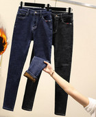 Blugi de iarnă fleece cu talie înaltă