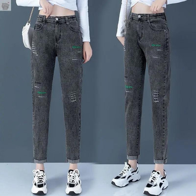 Naiste vabaaja kõrge vöökohaga teksad