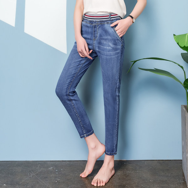 Blugi casual dama cu talie elastica