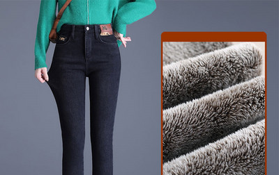 Γυναικείο ελαστικό τζιν με πουπουλένια φόδρα