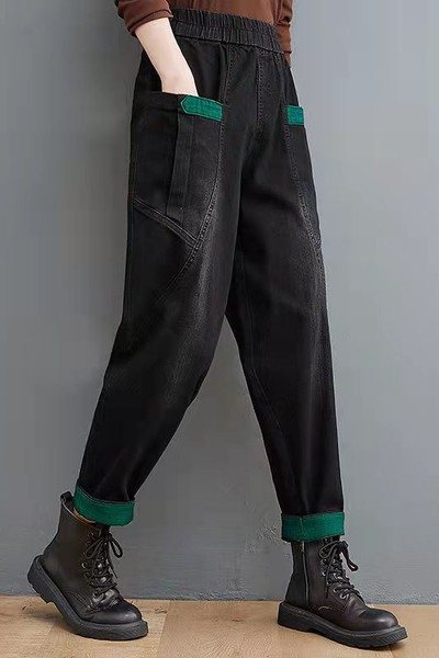 Blugi de dama cu talie elastica si buzunar