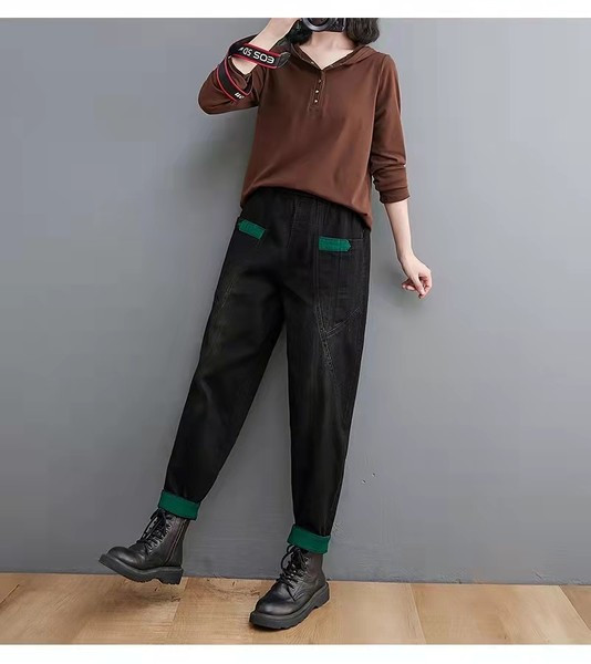 Blugi de dama cu talie elastica si buzunar