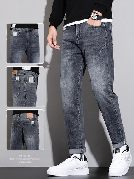 Moderne muške traperice s džepom i logotipom