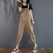 Ležerni ženski kombinezon u crvenoj i smeđoj boji