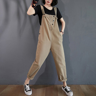 Ležerni ženski kombinezon u crvenoj i smeđoj boji