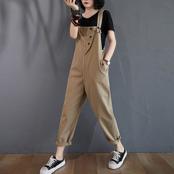 Ležerni ženski kombinezon u crvenoj i smeđoj boji