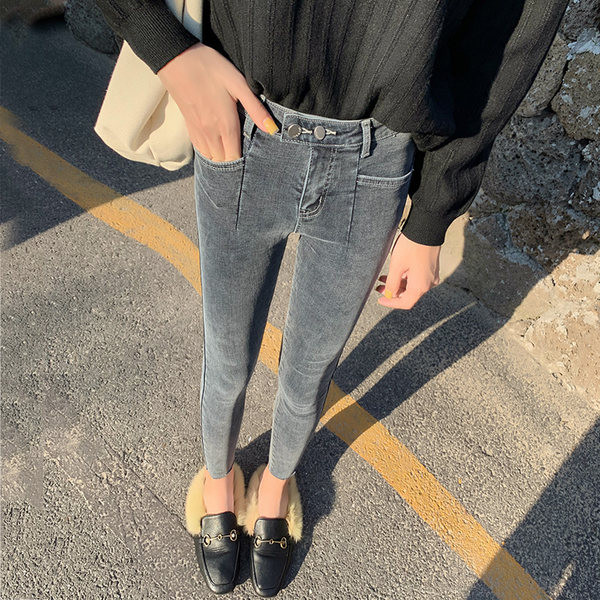 Blugi de dama cu buzunar si nasturi