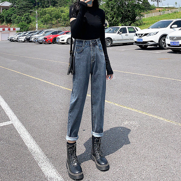 Γυναικείο casual τζιν με ψηλόμεσο - καθαρό μοντέλο