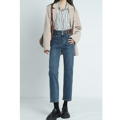 Casual τζιν με δερμάτινο στοιχείο