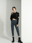 Γυναικείο τζιν με ψηλόμεσο και τσέπη νέο μοντέλο