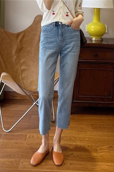 Ležerne traperice visokog struka 9/10 za žene