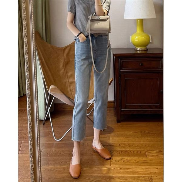 Ležerne traperice visokog struka 9/10 za žene