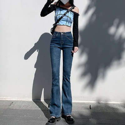 Vabaaja naiste kõrge vöökohaga Charlestoni teksad