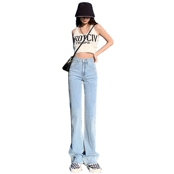 Vabaaja naiste kõrge vöökohaga Charlestoni teksad