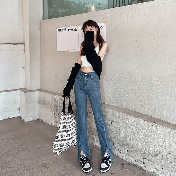 Blugi moderni de dama cu crapaturi - culoare negru si albastru