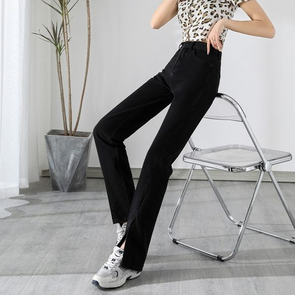 Blugi moderni de dama cu crapaturi - culoare negru si albastru