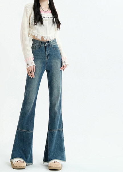 Blugi la moda cu talie inalta pentru femei