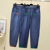 Naiste vabaaja teksad taskutega – sinine värv