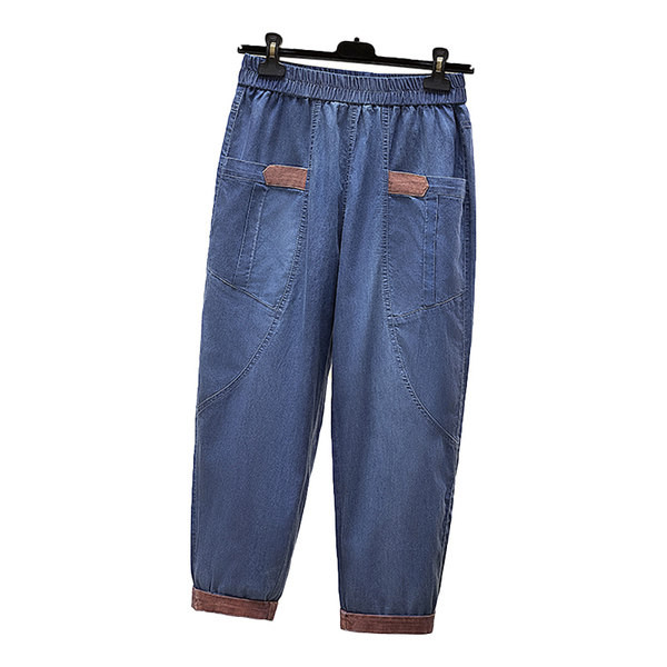 Naiste vabaaja teksad taskutega – sinine värv