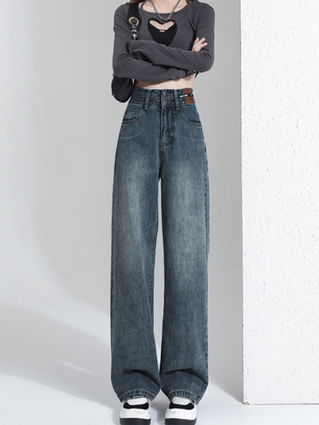 Blugi largi cu talie înaltă pentru femei