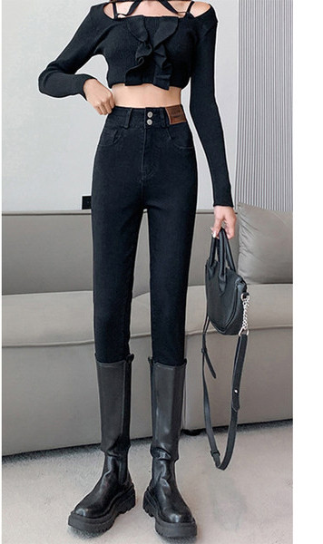 Γυναικείο μαύρο ψηλόμεσο εφαρμοστό μοντέλο τζιν